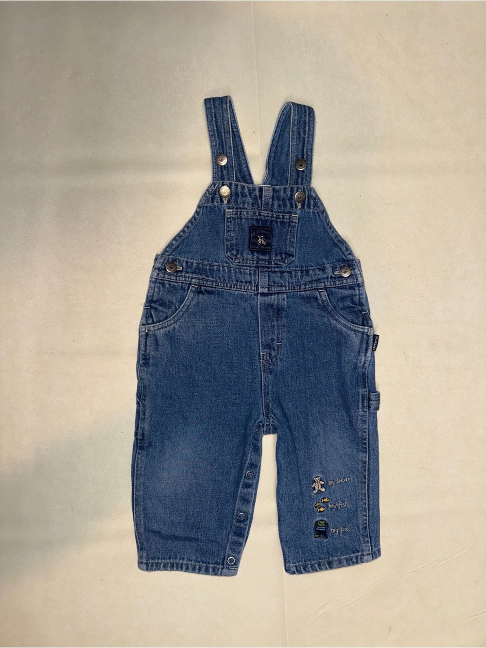 Carter's Blue Denim Baby/Toddler Overalls with Embroidery